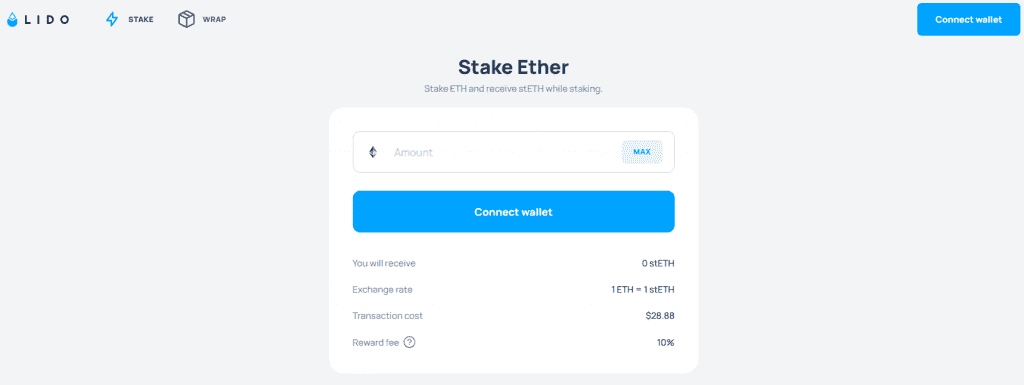 staking ether via Lido